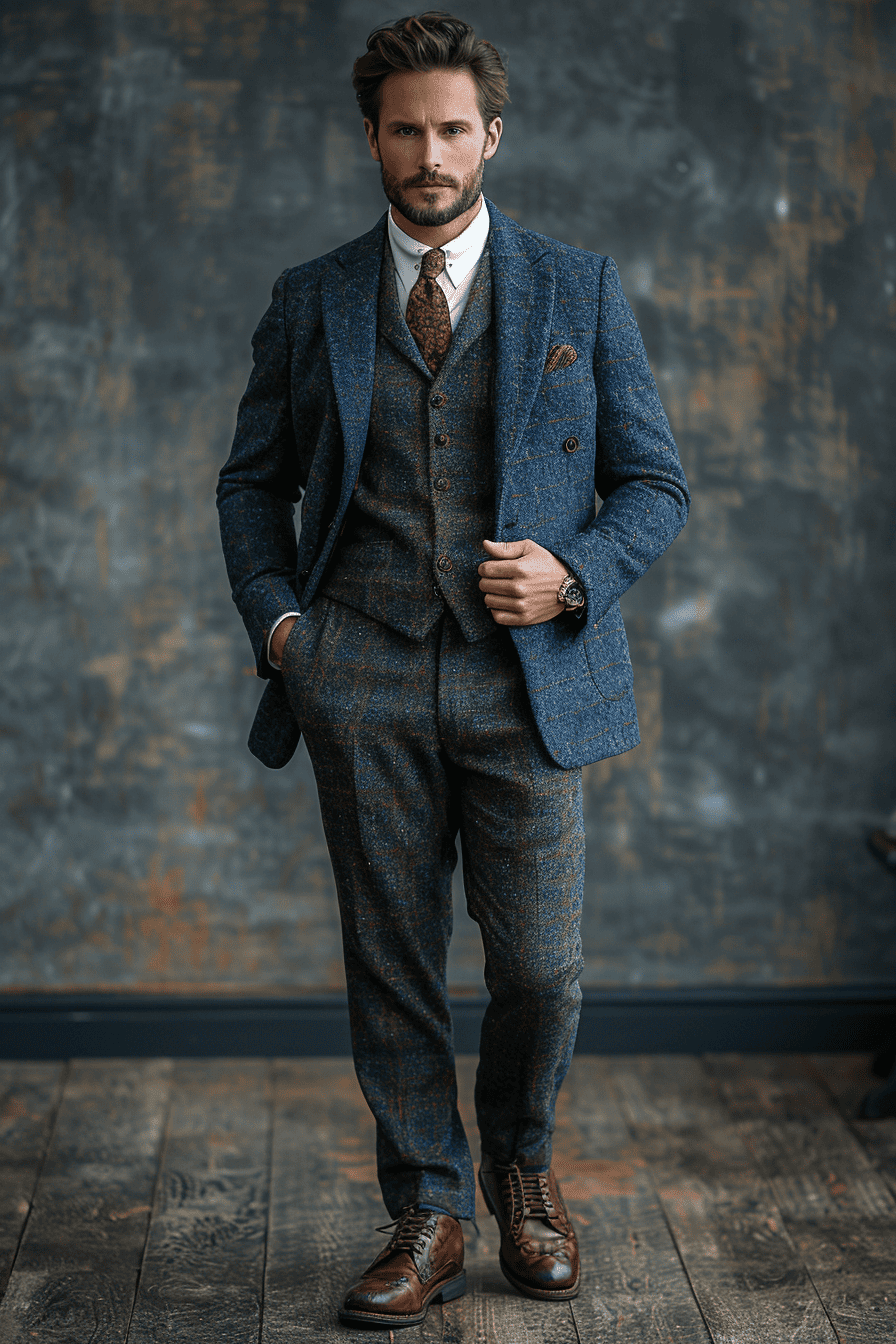 Cobalt Blue Tweed Suit — Custom Made to Measure
