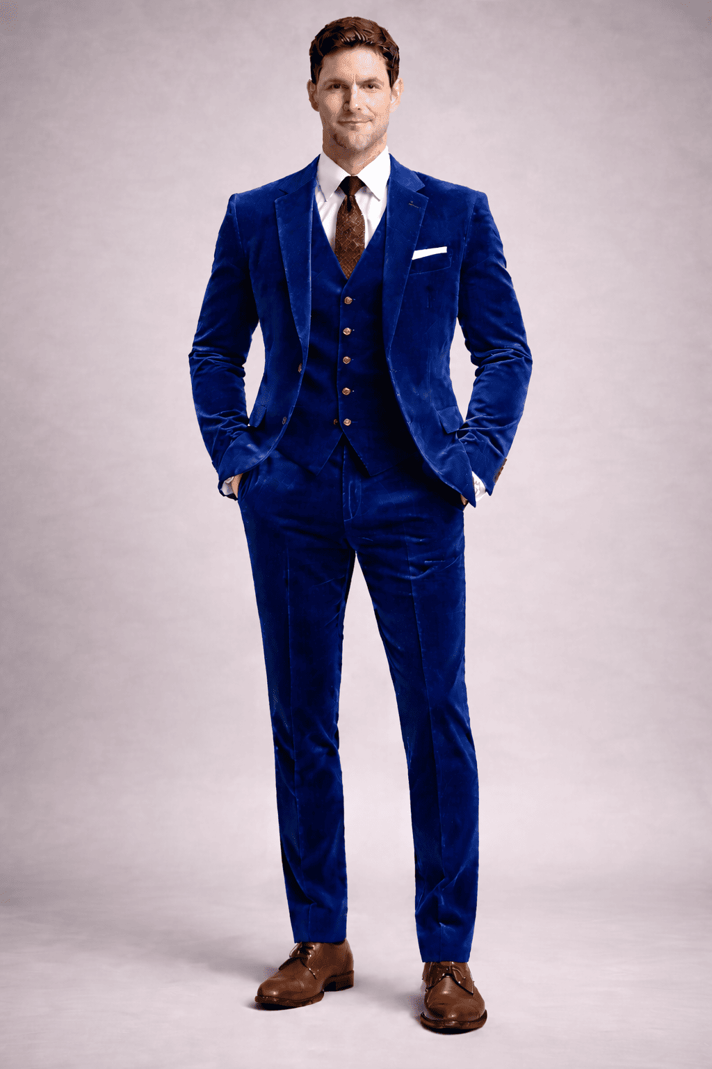 Cobalt Blue Velvet Slim Fit Suit — Custom Made to Measure