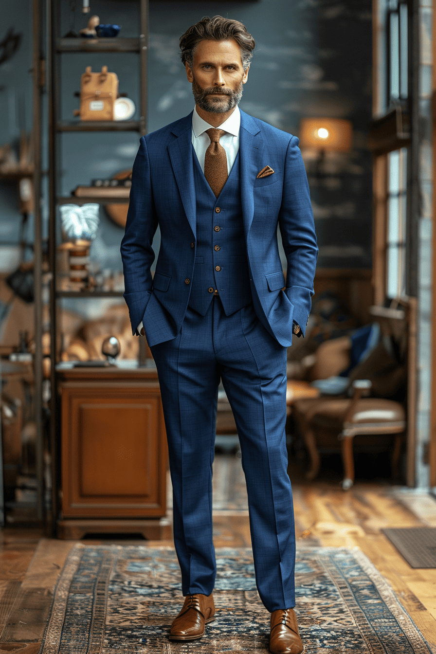 Cobalt Blue Wool Cocktail Party Suit — Custom Made to Measure