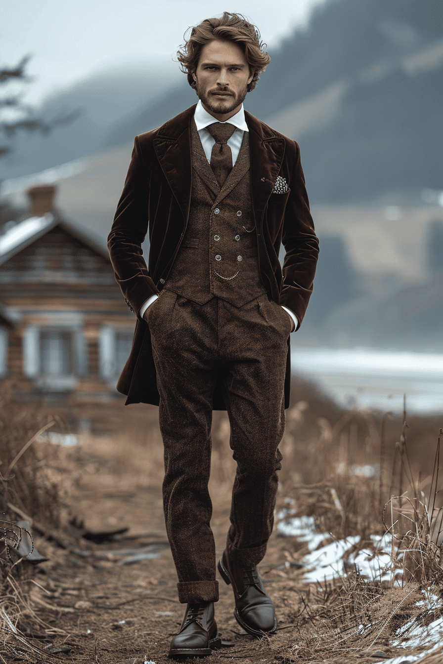 Deep Chocolate Brown Velvet Graduation Suit — Custom Made to Measure