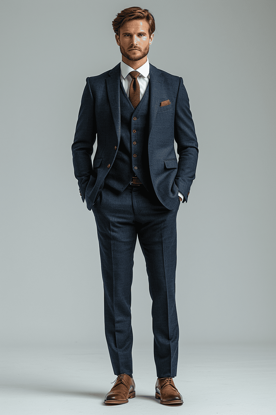 Deep Navy Cotton Father of the Bride Suit — Custom Made