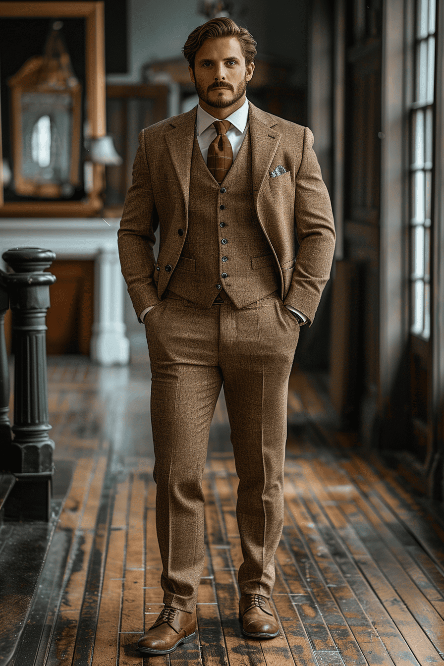 Desert Sand Wool Graduation Suit — Custom Made to Measure
