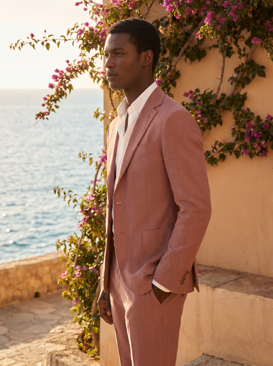 Dusty Rose Cotton Graduation Suit — Custom Made to Measure - side view