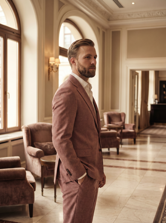 Dusty Rose Wool Suit — Custom Made to Measure - side view