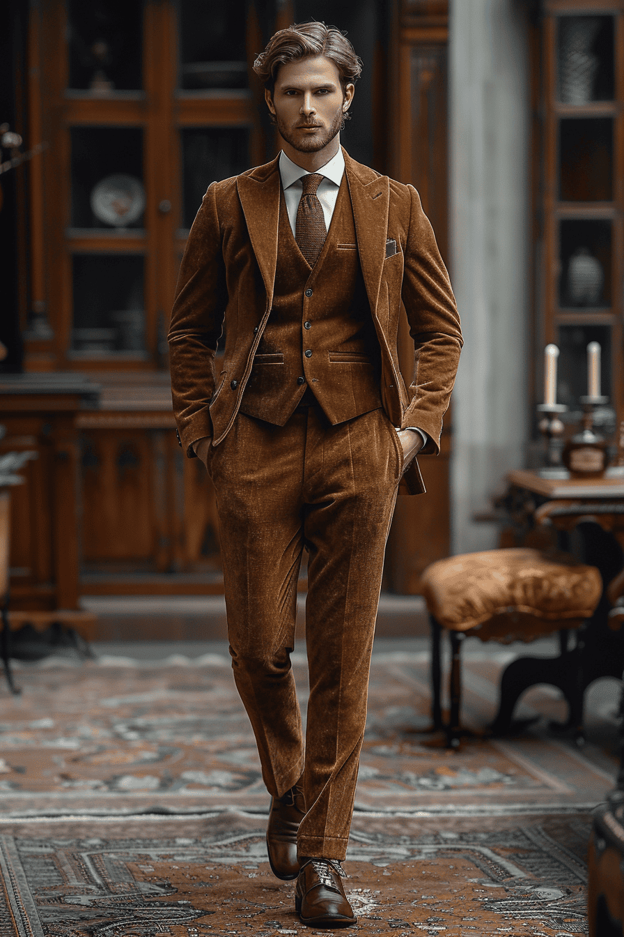 Ecru Velvet Cocktail Party Suit — Custom Made to Measure