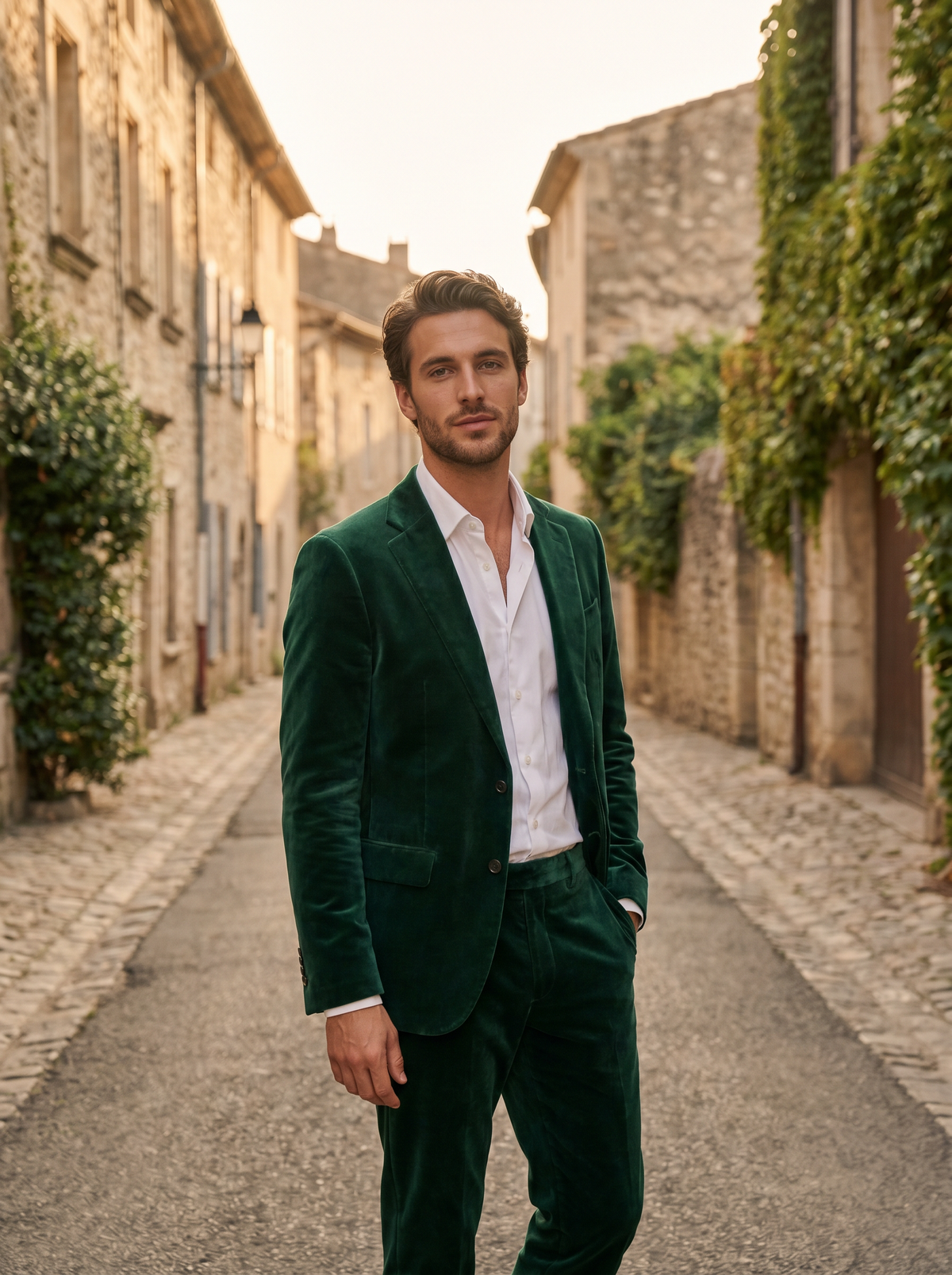 Men's Emerald Green Velvet Suit — Custom Made to Measure | SuitedNoir