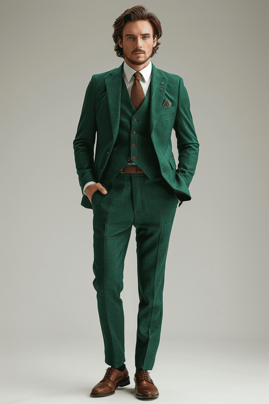 Emerald Green Cotton Graduation Suit — Custom Made to Measure