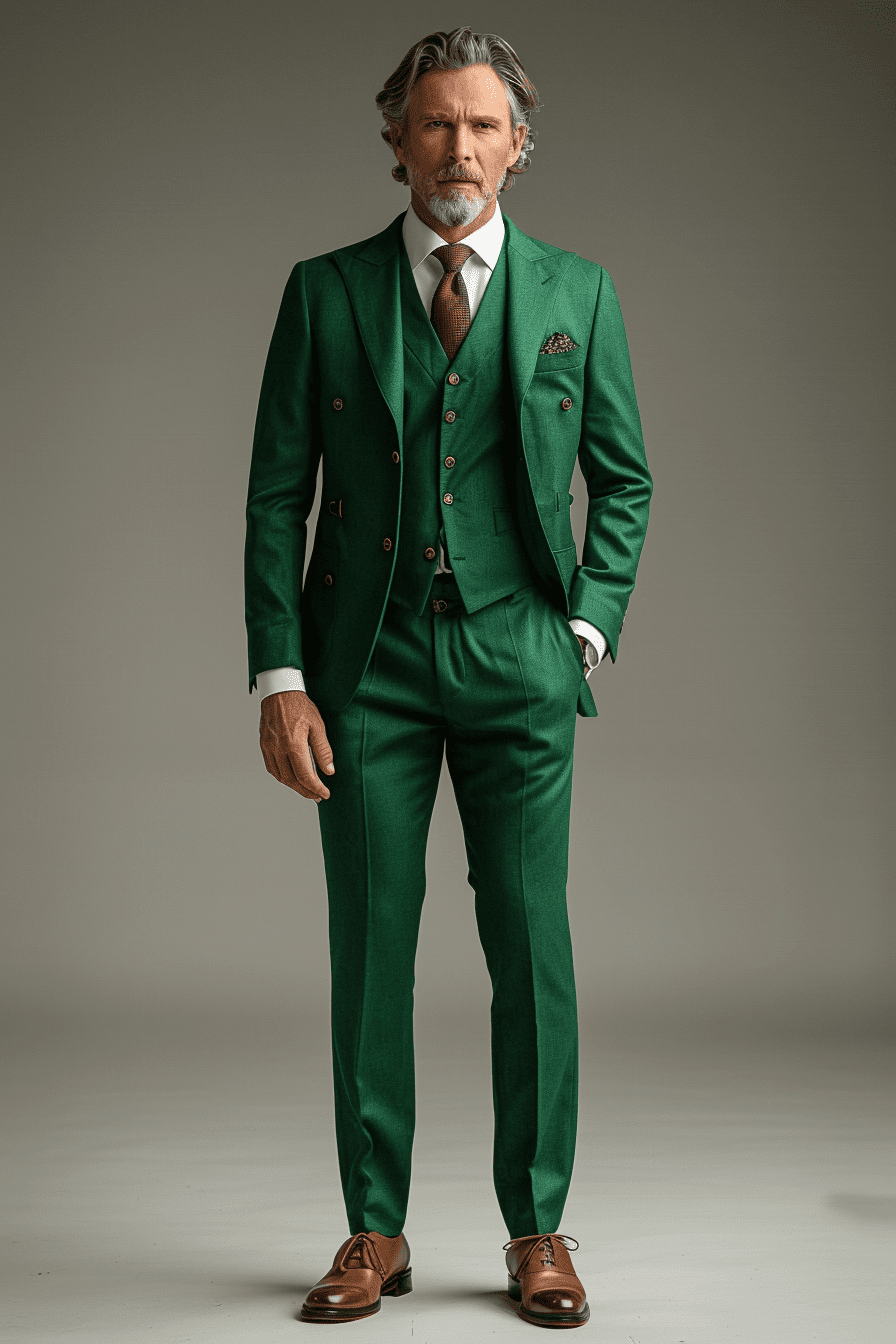 Emerald Green Silk Blend Father of the Bride Suit — Custom Made