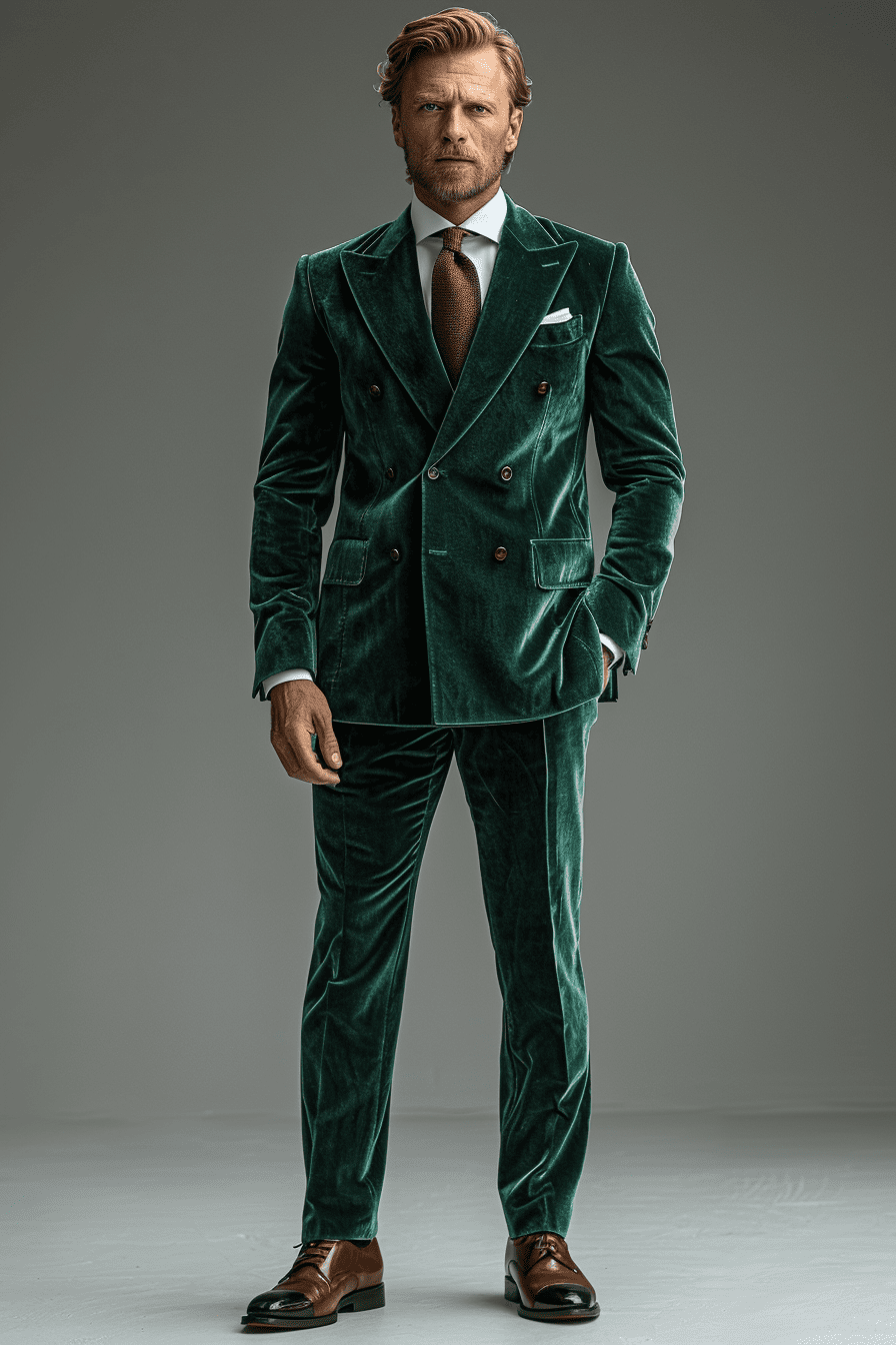 Emerald Green Velvet Graduation Suit — Custom Made to Measure