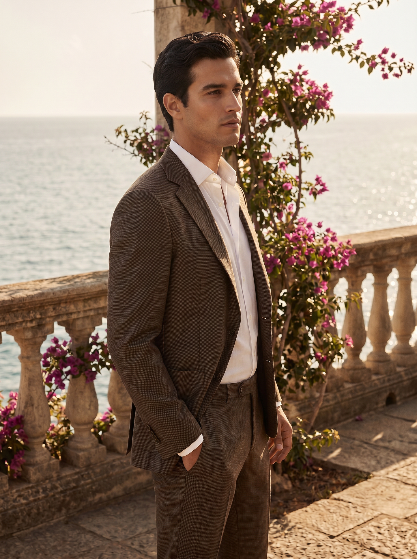 Espresso Wool Groomsmen Suit — Custom Made to Measure - side view