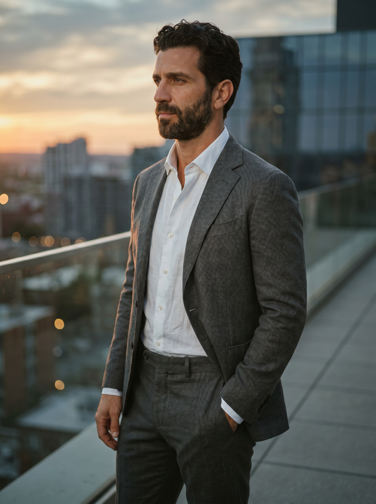 Graphite Gray Cotton Suit — Custom Made to Measure - side view