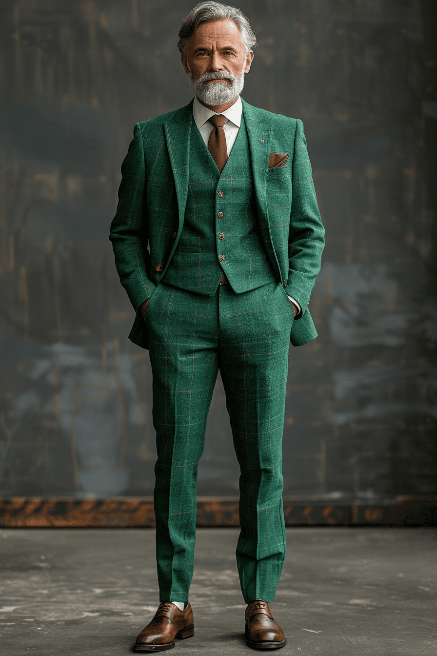 Green Cotton Father of the Bride Suit — Custom Made to Measure