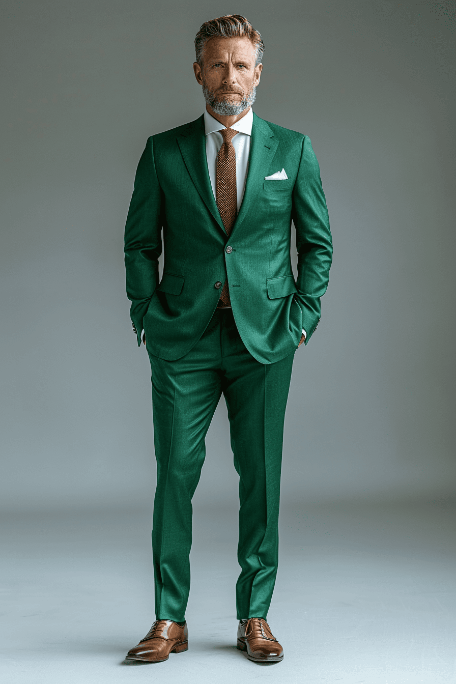 Green Silk Blend Father of the Bride Suit — Custom Made to Measure