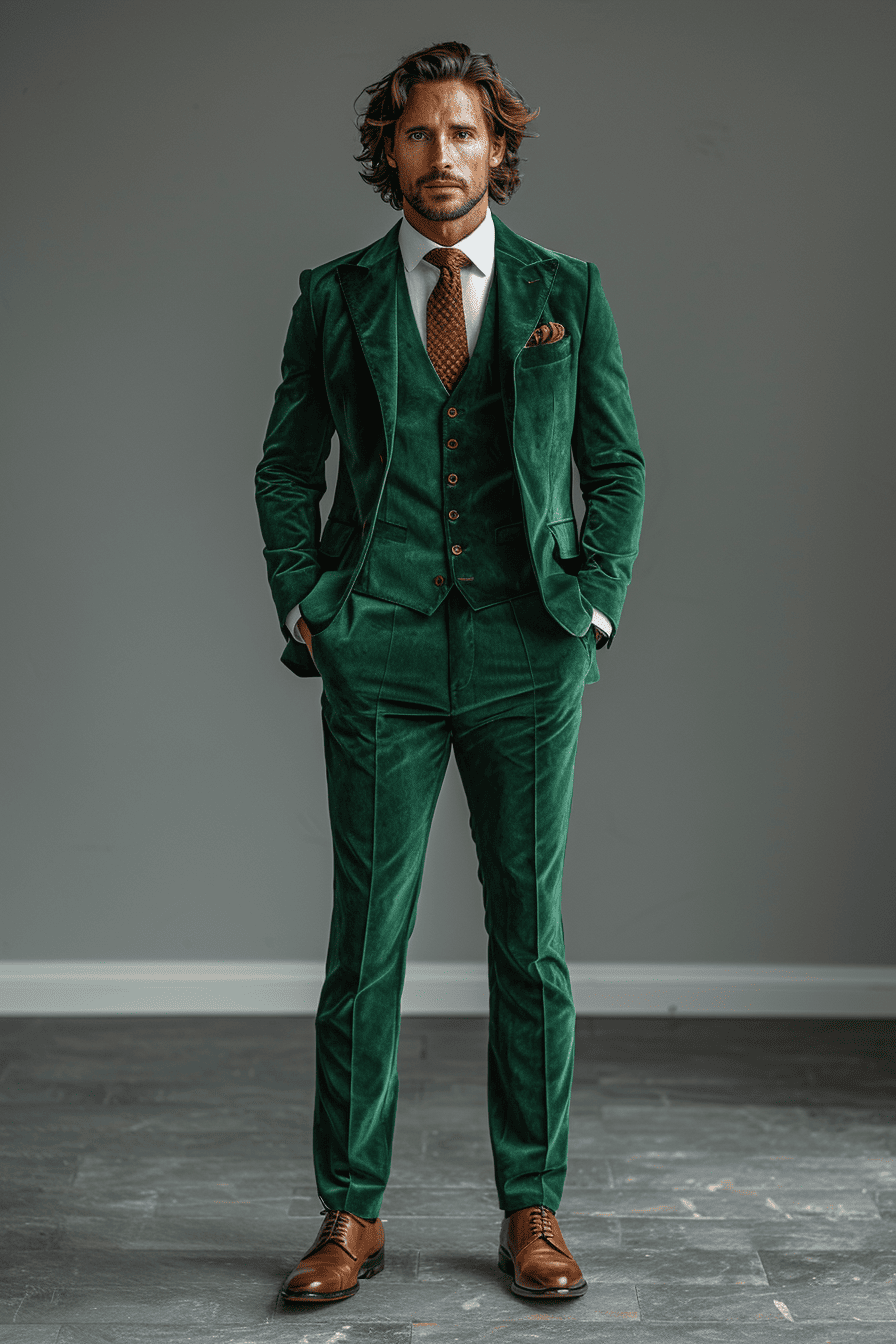 Green Velvet Graduation Suit — Custom Made to Measure