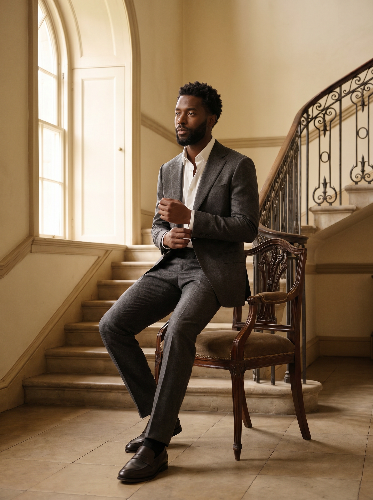 Grey Wool Suit — Custom Made to Measure - seated view