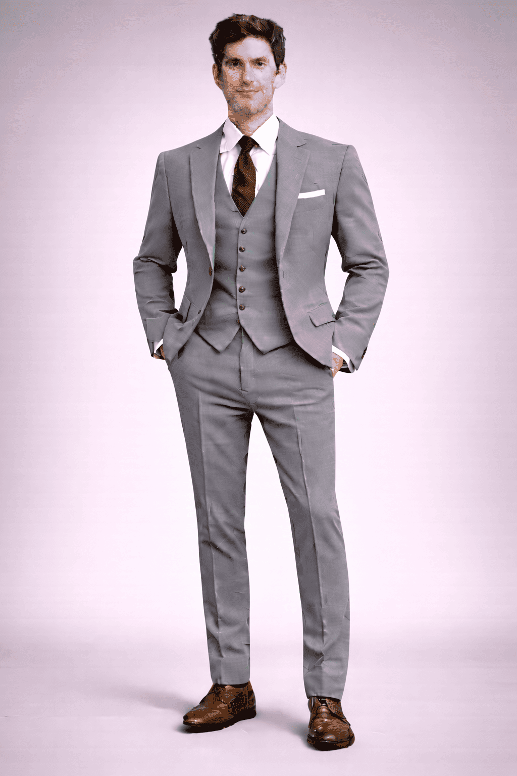 Grey Cotton Slim Fit Suit — Custom Made to Measure