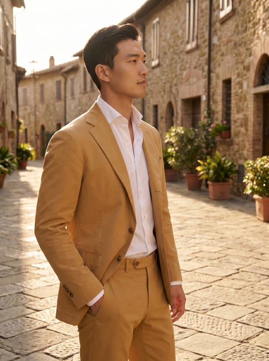 Honey Cotton Suit — Custom Made to Measure - side view