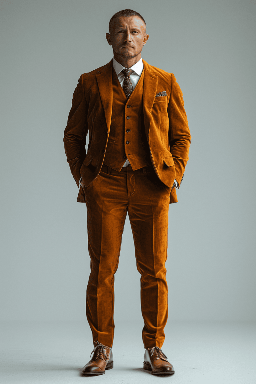 Honey Velvet Graduation Suit — Custom Made to Measure