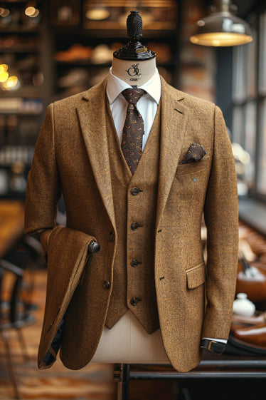 Men's Brown Wool Suit — Custom Made to Measure | SuitedNoir