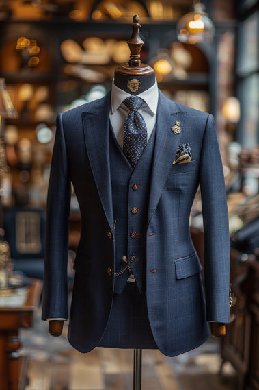 Navy Blue Cotton Suit — Custom Made to Measure
