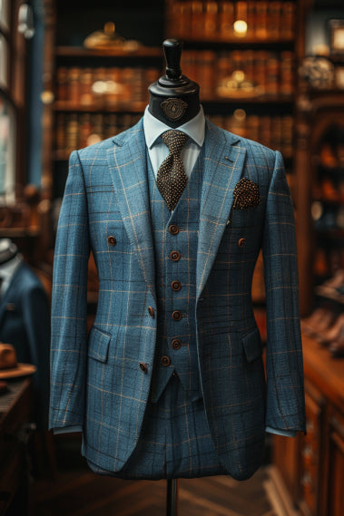 Navy Blue Cotton Suit — Custom Made to Measure