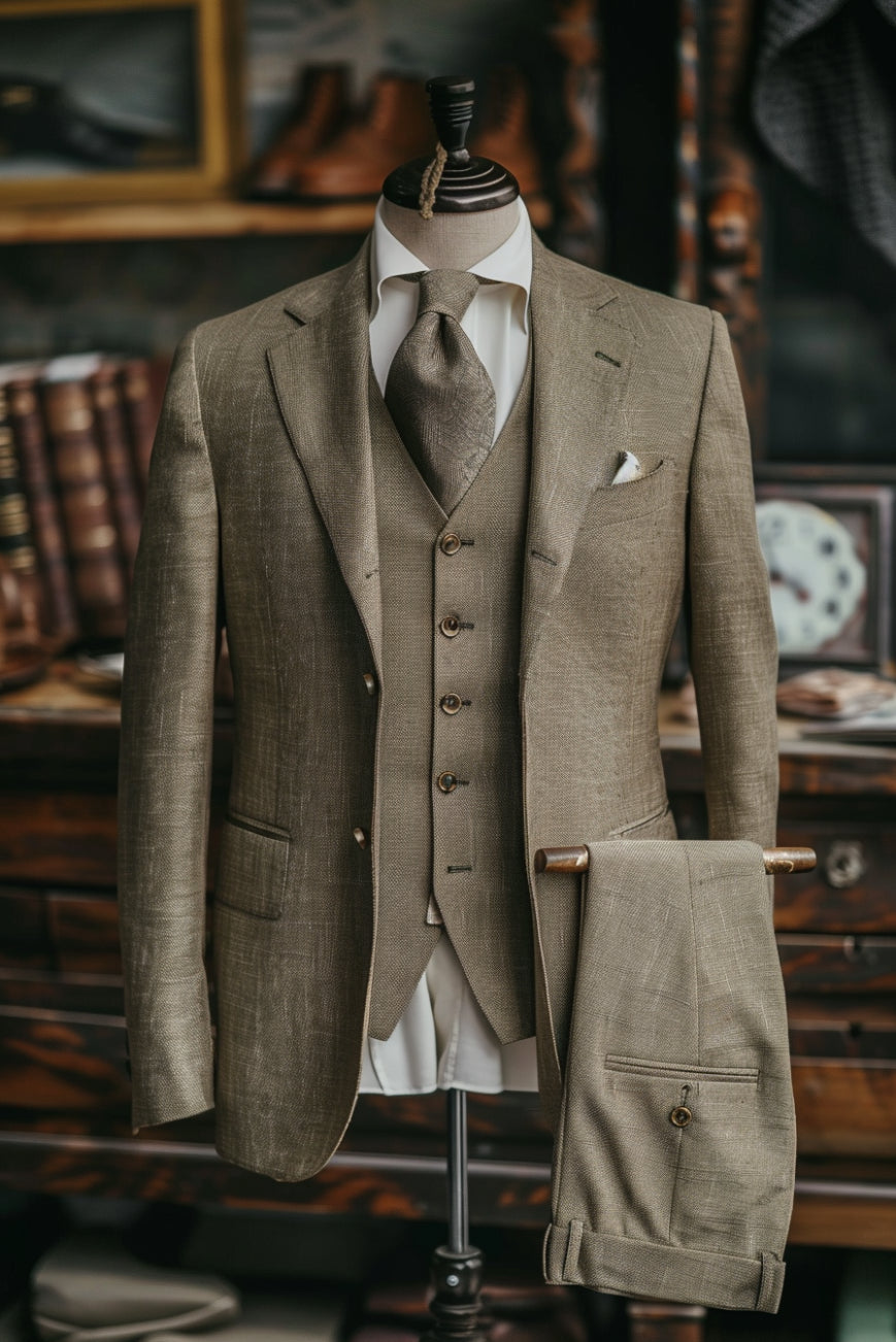 Light Khaki Linen Suit – Custom Made & Made to Measure