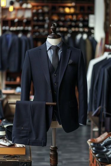 Navy Blue Linen Suit – Custom Made & Made to Measure