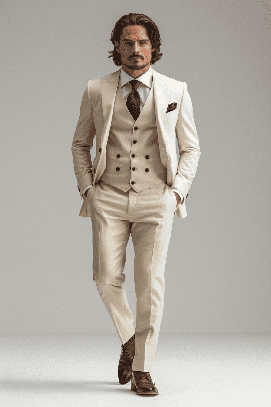 Ivory Wool Cocktail Party Suit — Custom Made to Measure