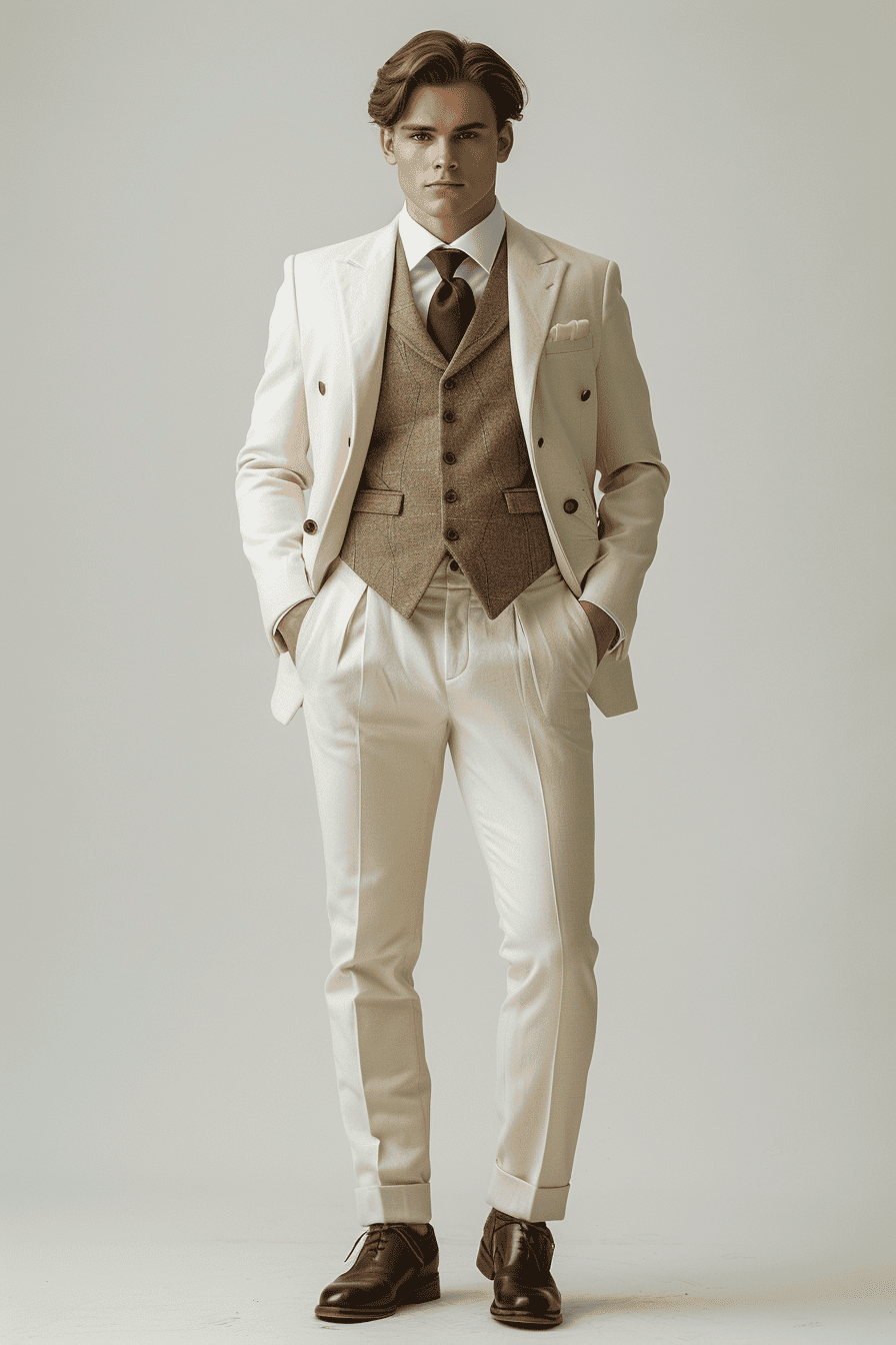 Ivory Wool Graduation Suit — Custom Made to Measure