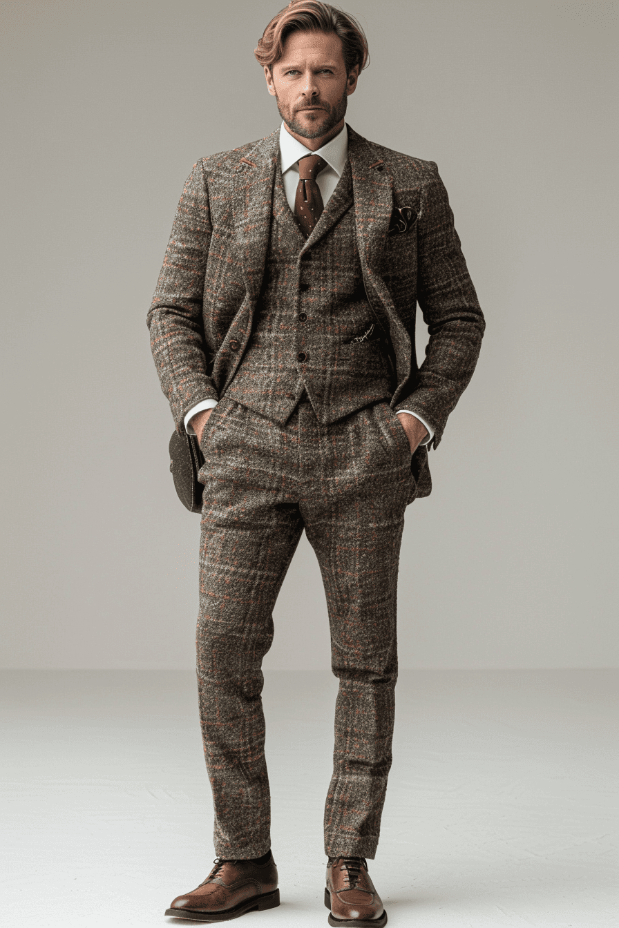 Khaki Tweed Suit — Custom Made to Measure