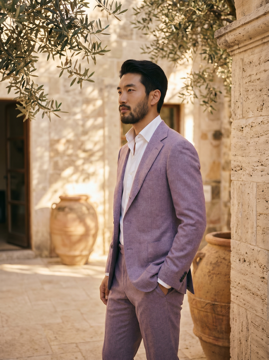 Lavender Flannel Suit — Custom Made to Measure - side view