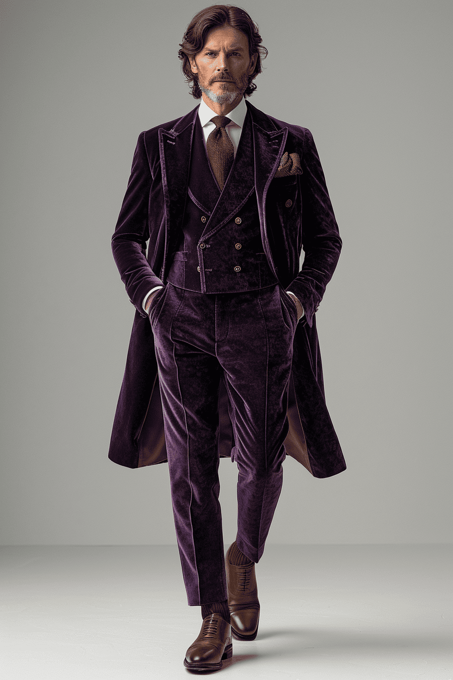 Lavender Velvet Cocktail Party Suit — Custom Made to Measure