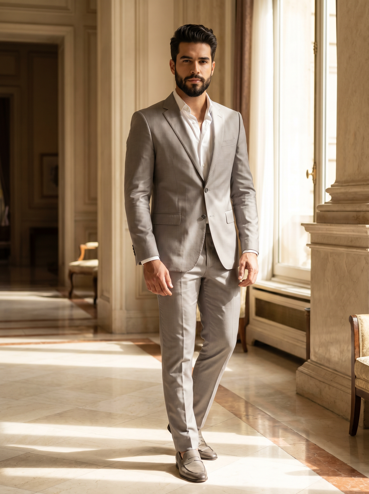 Light Grey Silk Blend Suit — Custom Made to Measure