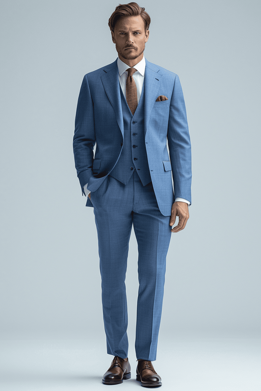 Light Blue Cashmere Blend Suit — Custom Made to Measure