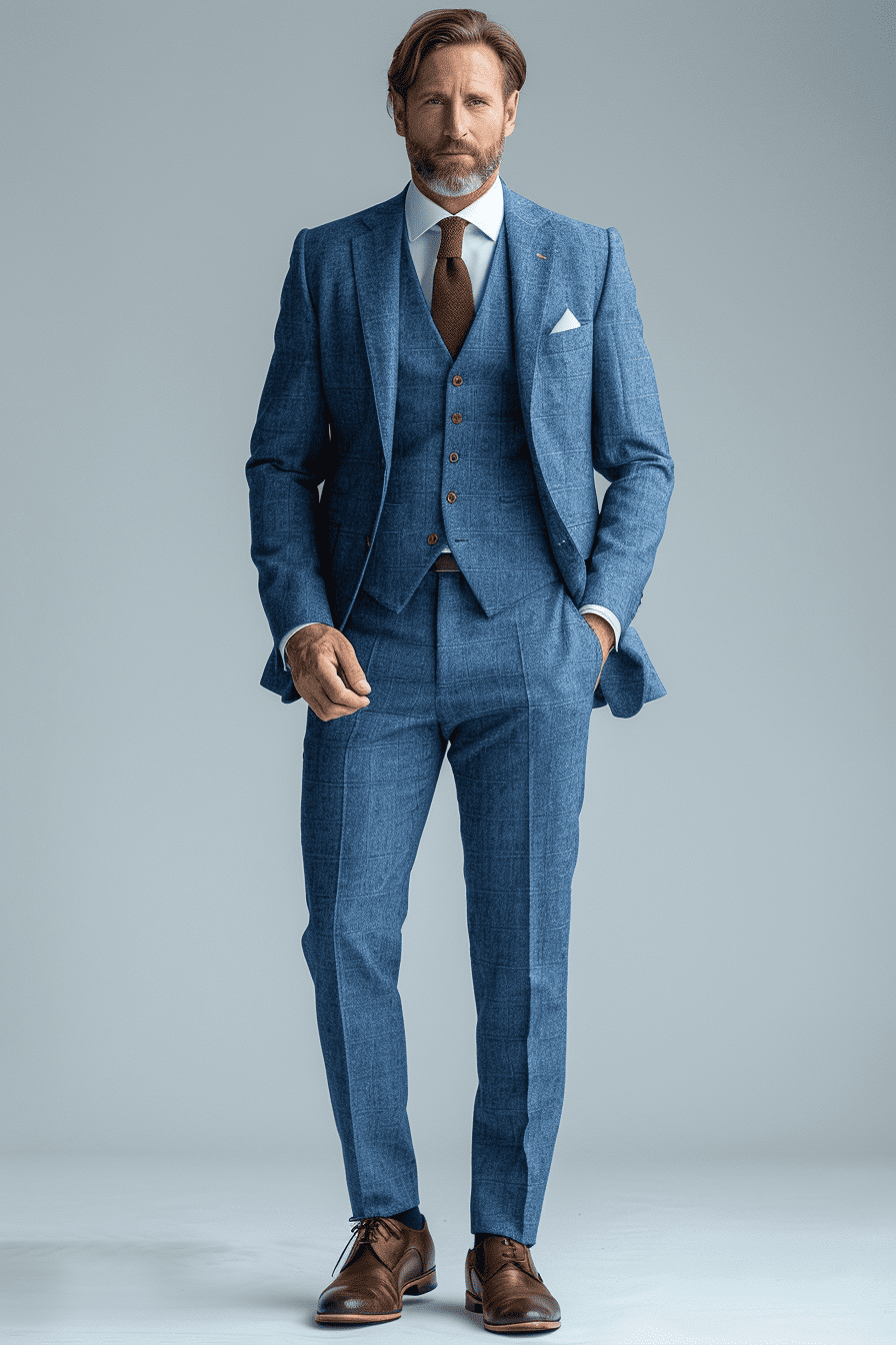 Light Blue Cotton Father of the Bride Suit — Custom Made