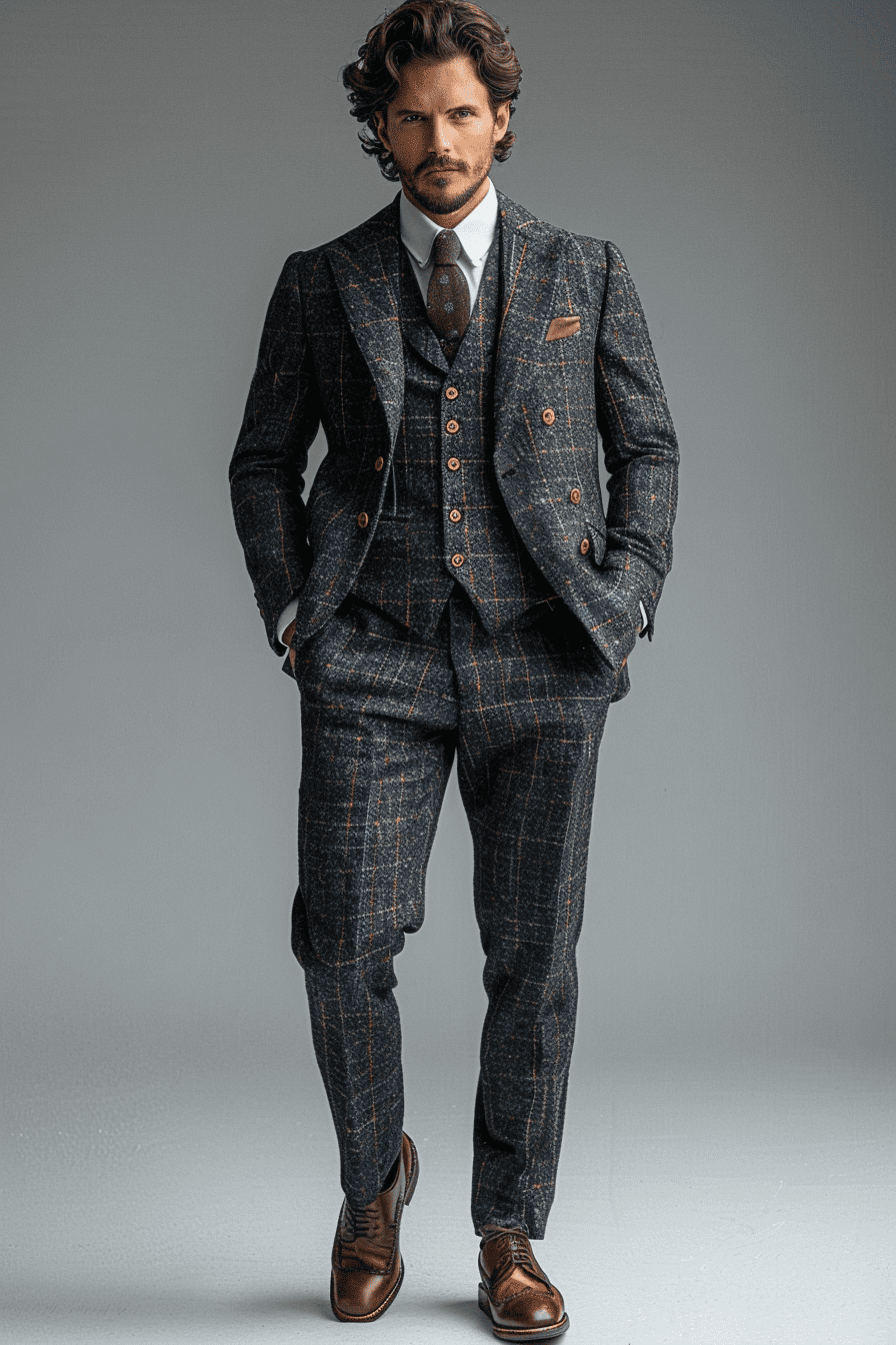Light Blue Tweed Suit — Custom Made to Measure