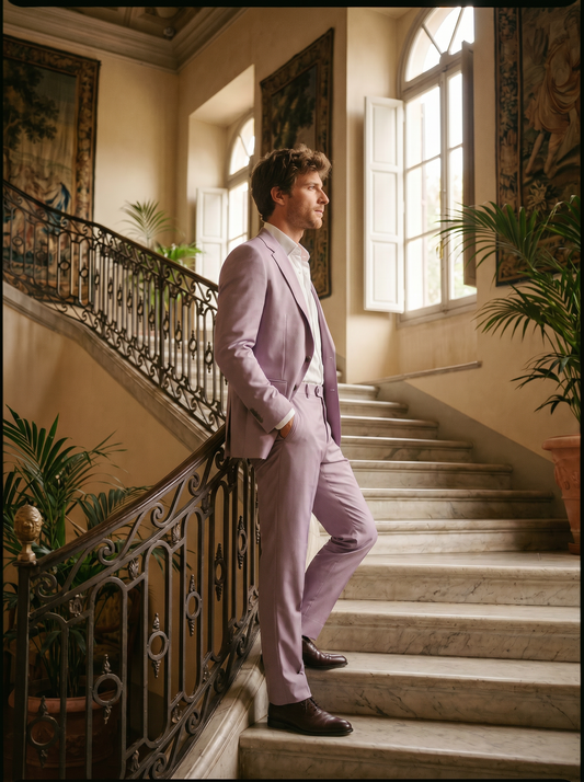 Lilac Silk Blend Suit — Custom Made to Measure - side view