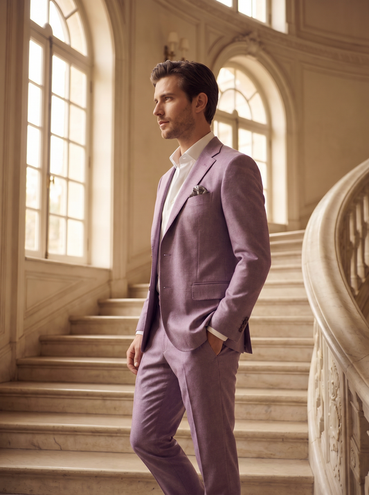 Lilac Wool Groomsmen Suit — Custom Made to Measure - side view