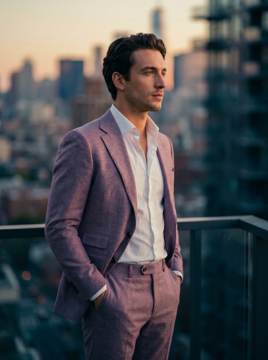 Lilac Wool Suit — Custom Made to Measure - side view