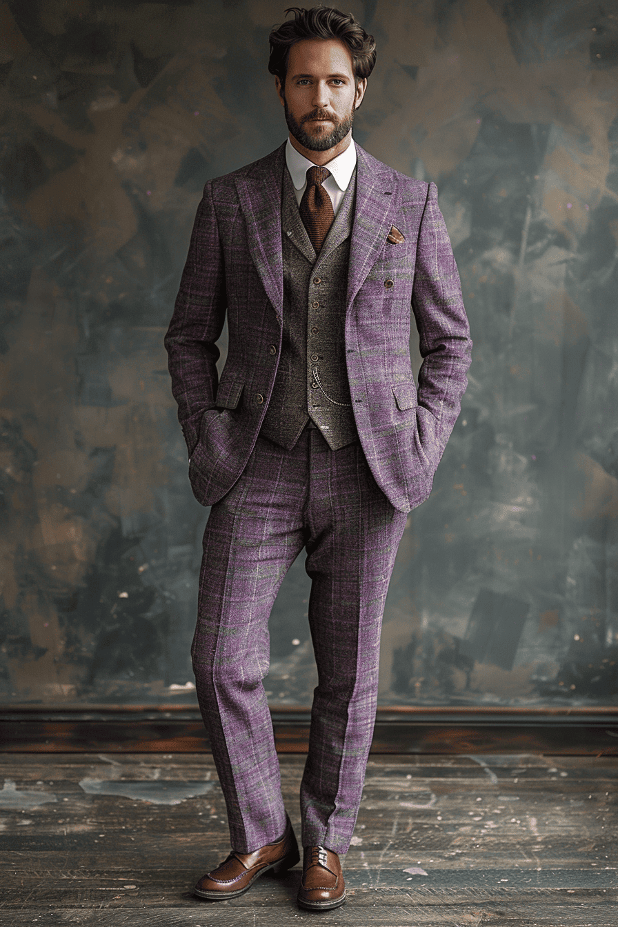 Lilac Tweed Suit — Custom Made to Measure