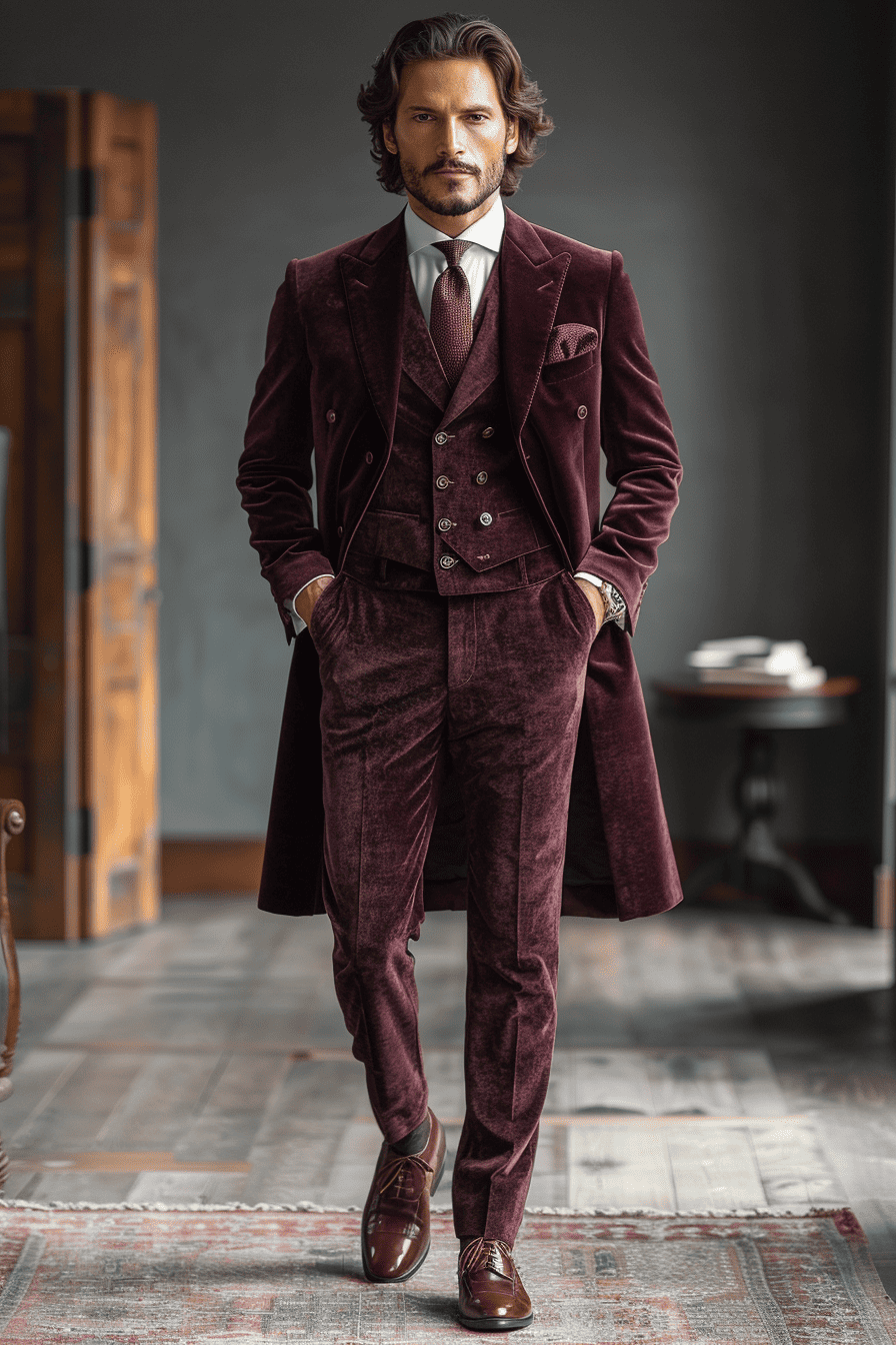 Maroon Velvet Graduation Suit — Custom Made to Measure