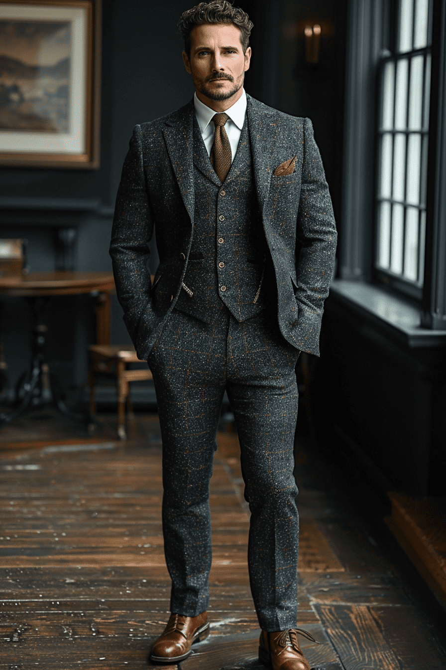 Midnight Blue Tweed Suit — Custom Made to Measure
