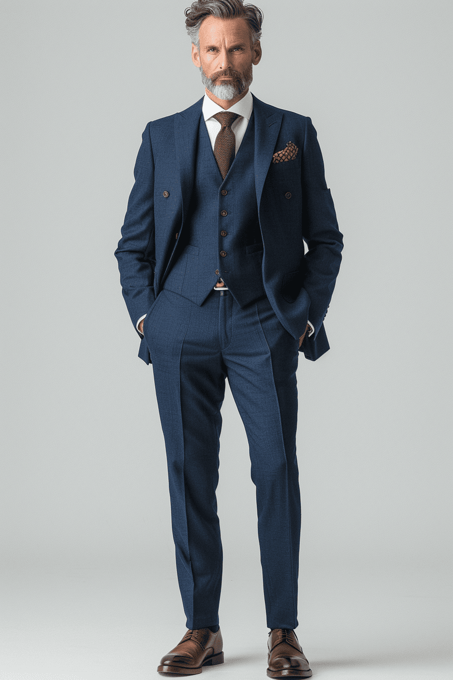Midnight Blue Wool Cocktail Party Suit — Custom Made to Measure