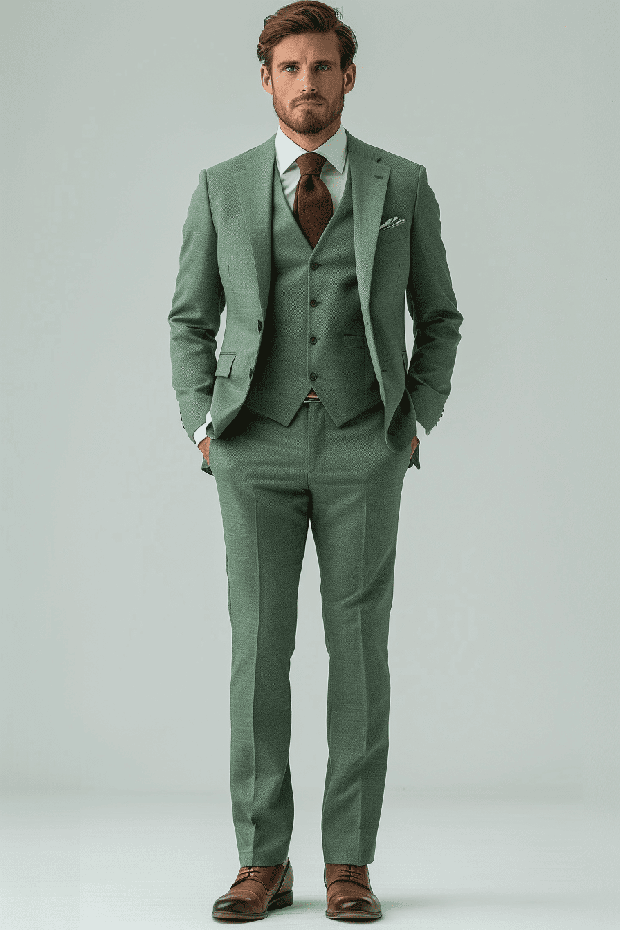 Mint Wool Cocktail Party Suit — Custom Made to Measure