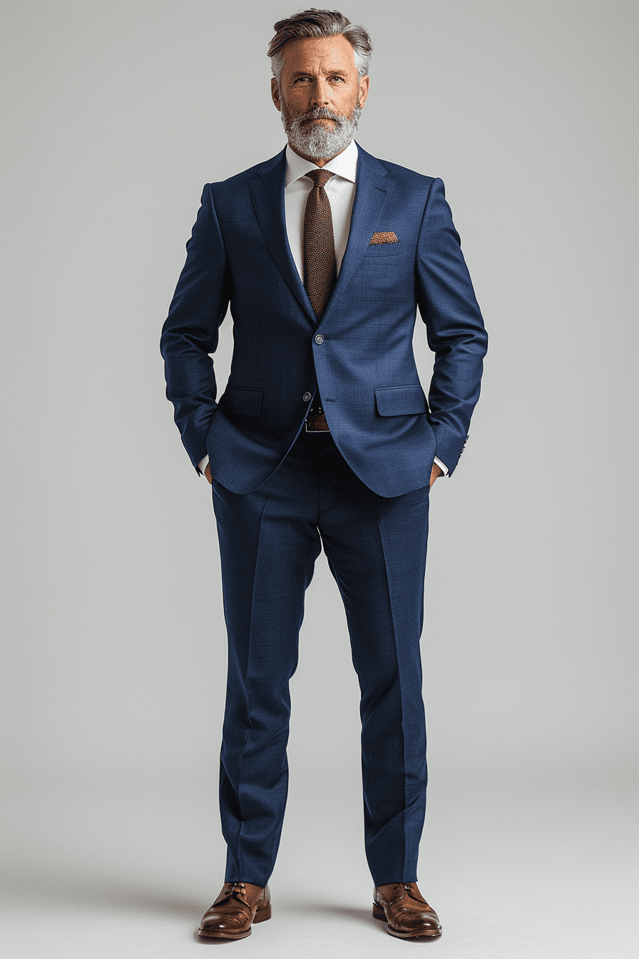 Navy Blue Silk Blend Father of the Bride Suit — Custom Made