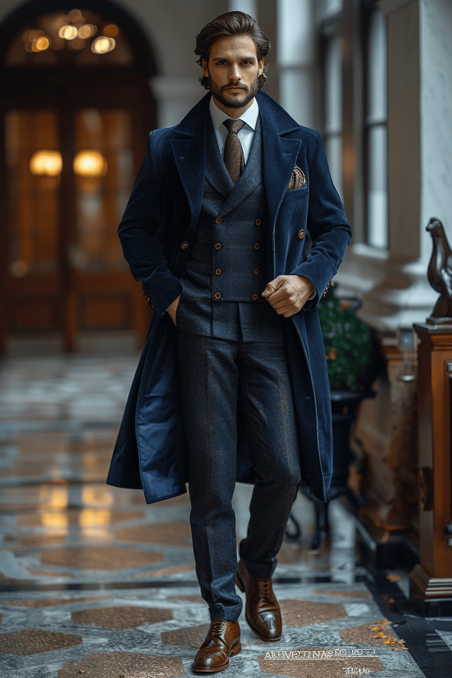 Navy Blue Velvet Graduation Suit — Custom Made to Measure