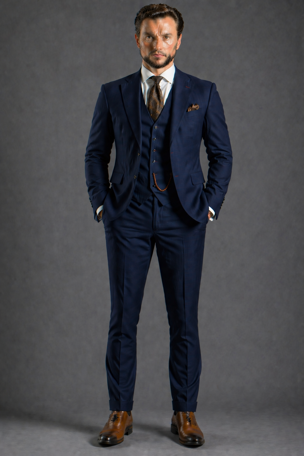 Navy Blue Wool Father of the Bride Suit — Custom Made