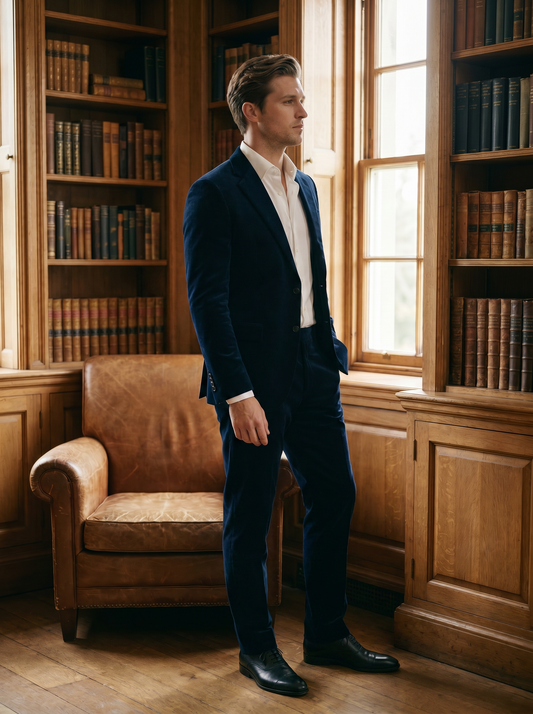 Off-White Velvet Groomsmen Suit — Custom Made to Measure - side view