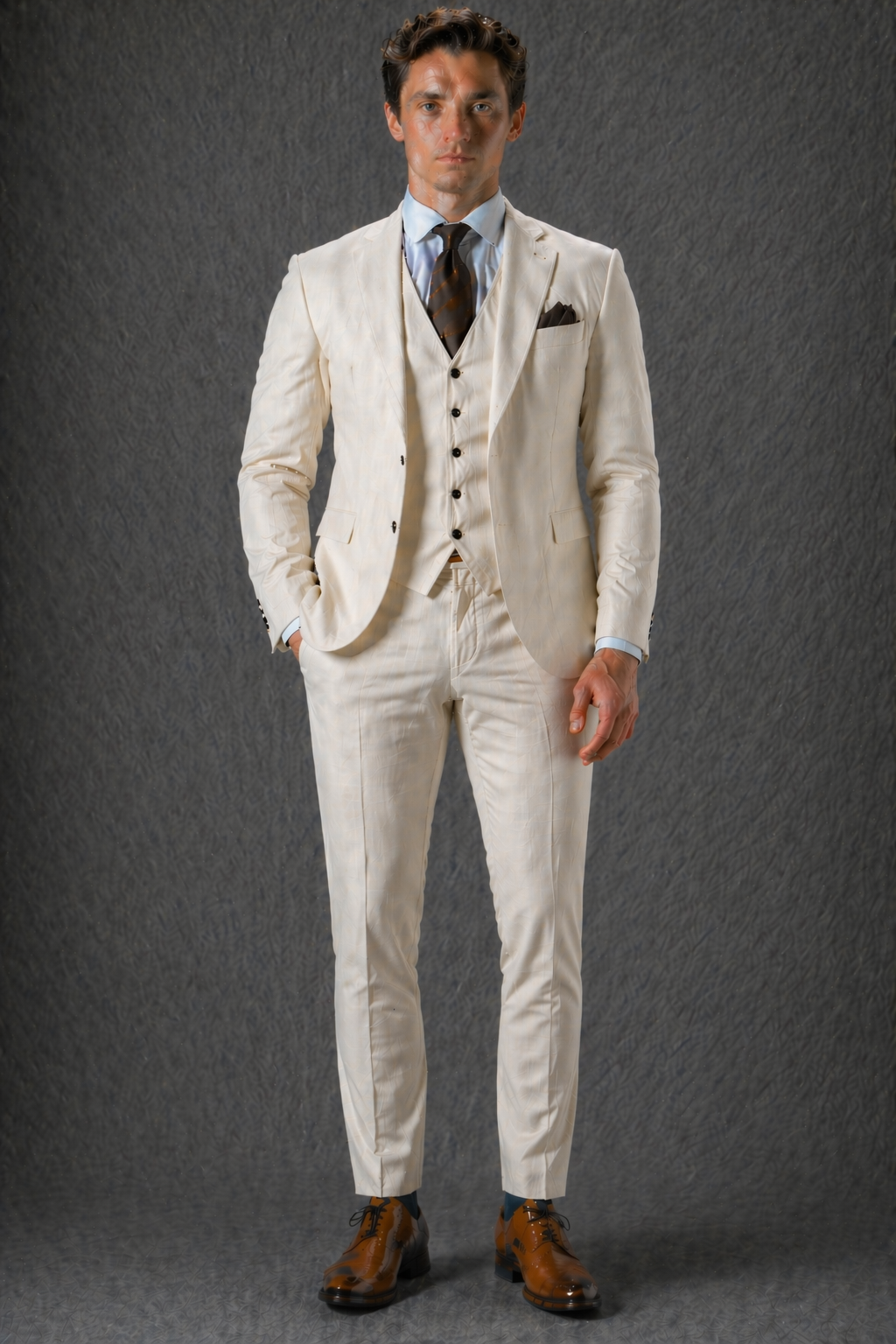 Off-White Linen Father of the Bride Suit — Custom Made