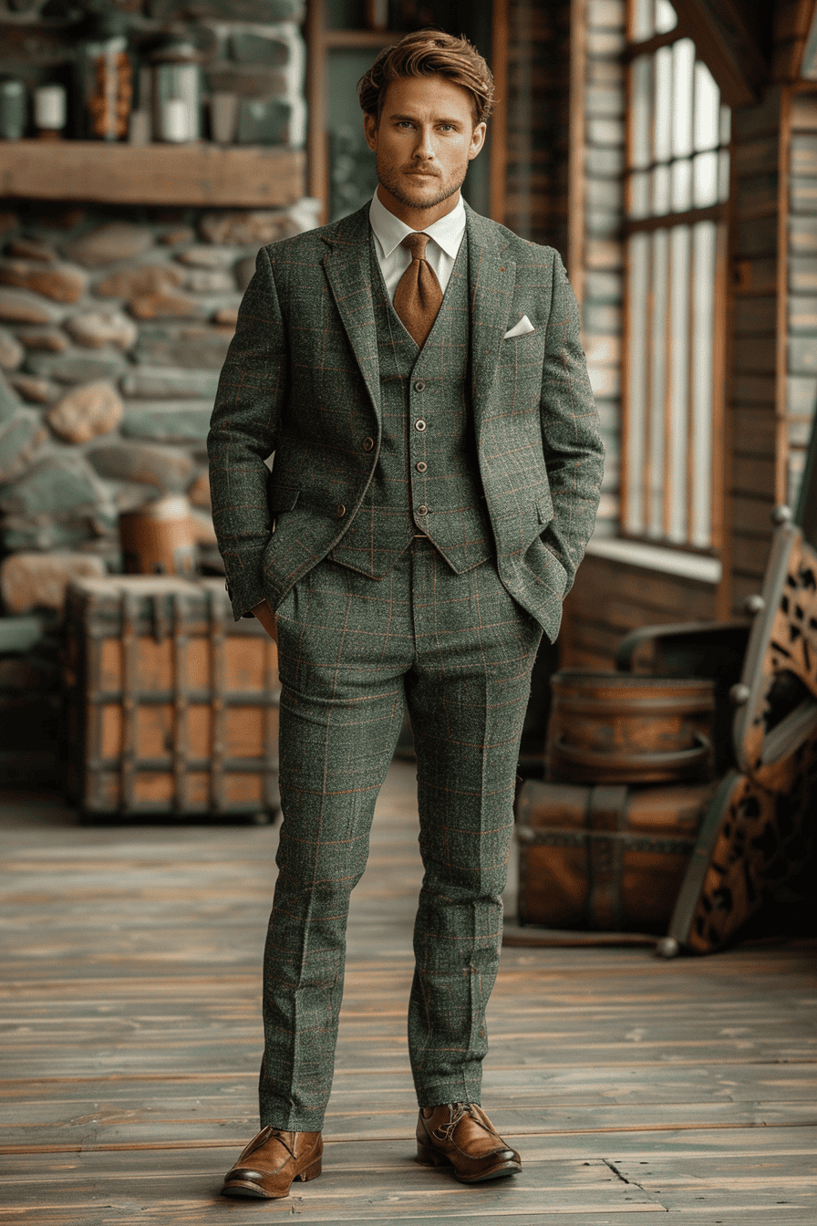 Olive Silk Blend Father of the Bride Suit — Custom Made